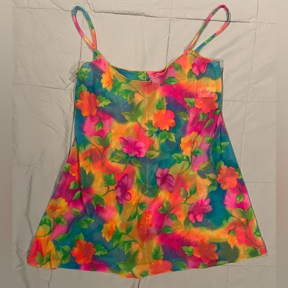 Vintage sheer floral bathing suit cover top